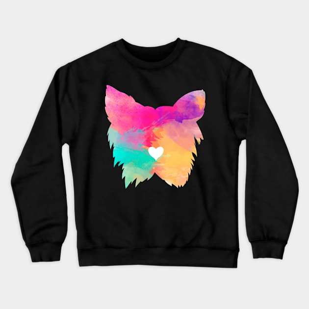 yorkshire terrier yorkie watercolor white heart Crewneck Sweatshirt by T-shirt verkaufen